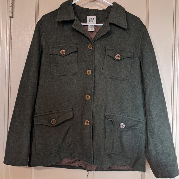 SOLD ✅ Gap Size L Wool Coat Green - Picture 1 of 9
